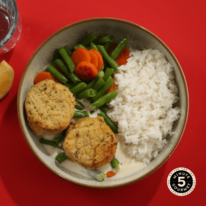 Cod meatballs meal presentation