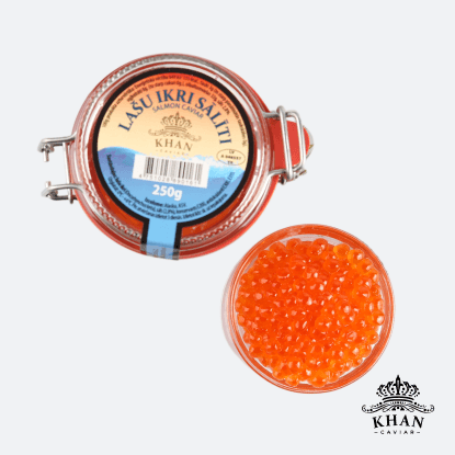 Assorted red caviar product presentation